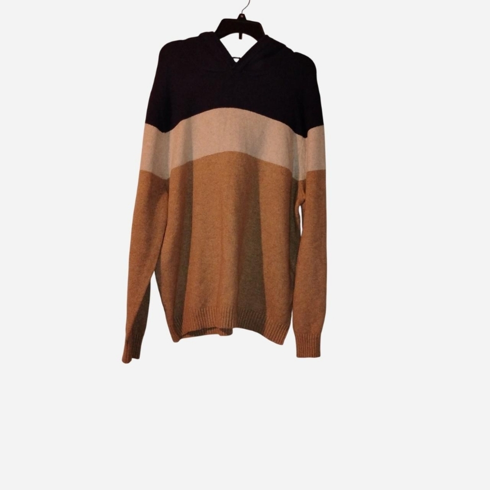 NWT Goodfellow & Co Men's Colorblock Hooded Sweater - Size XL - Dapper Brown